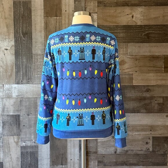 Men's Doctor Who ugly Christmas sweater medium TARDIS Cyber Men Dalek fandom - Picture 8 of 11